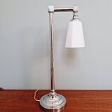 Desk lamp in chrome metal and white opaline