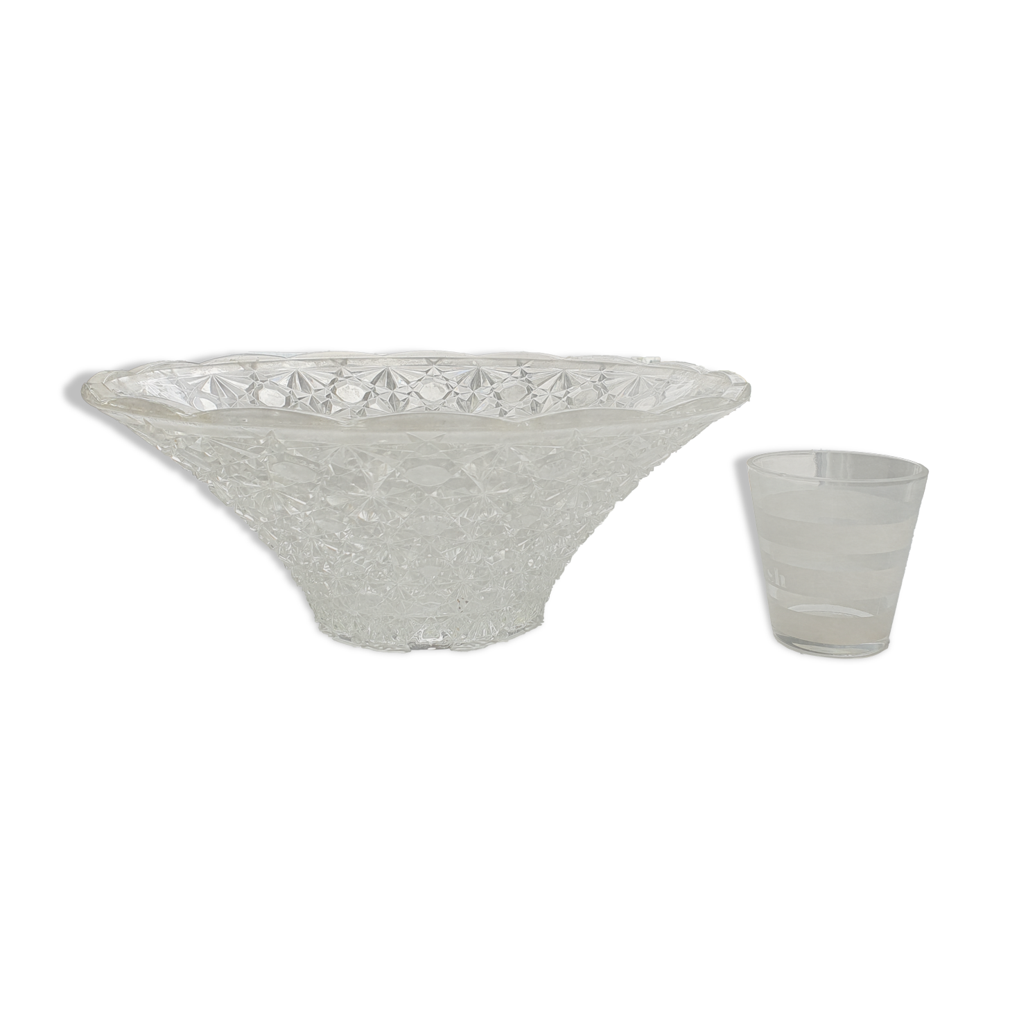 Cut glass salad bowl