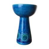 1970s blue ceramic candlestick
