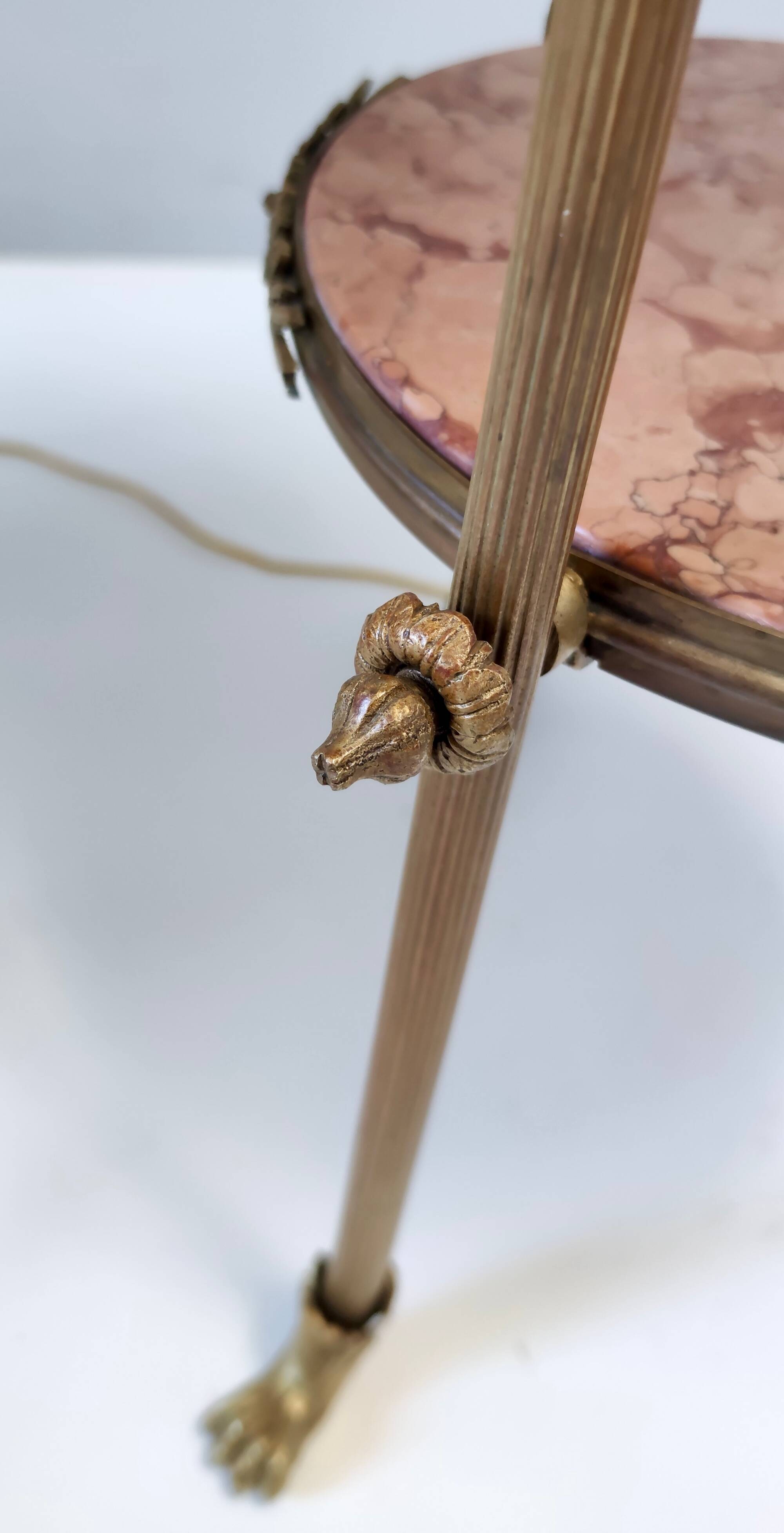Brass Telescopic Floor Lamp with Red Travertine Marble Tops, Italy