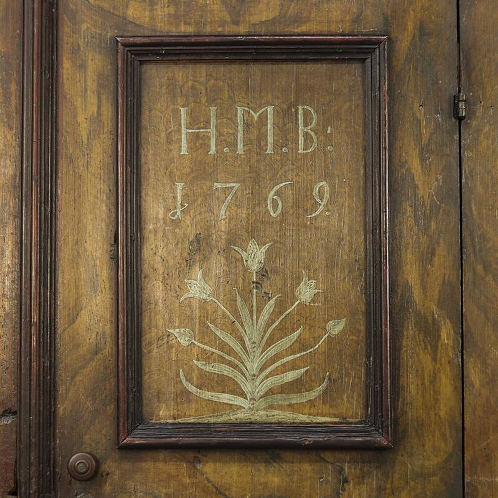 Painted folk art bridal cupboard 1769