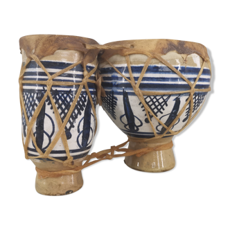 Vintage Moroccan terracotta drum
