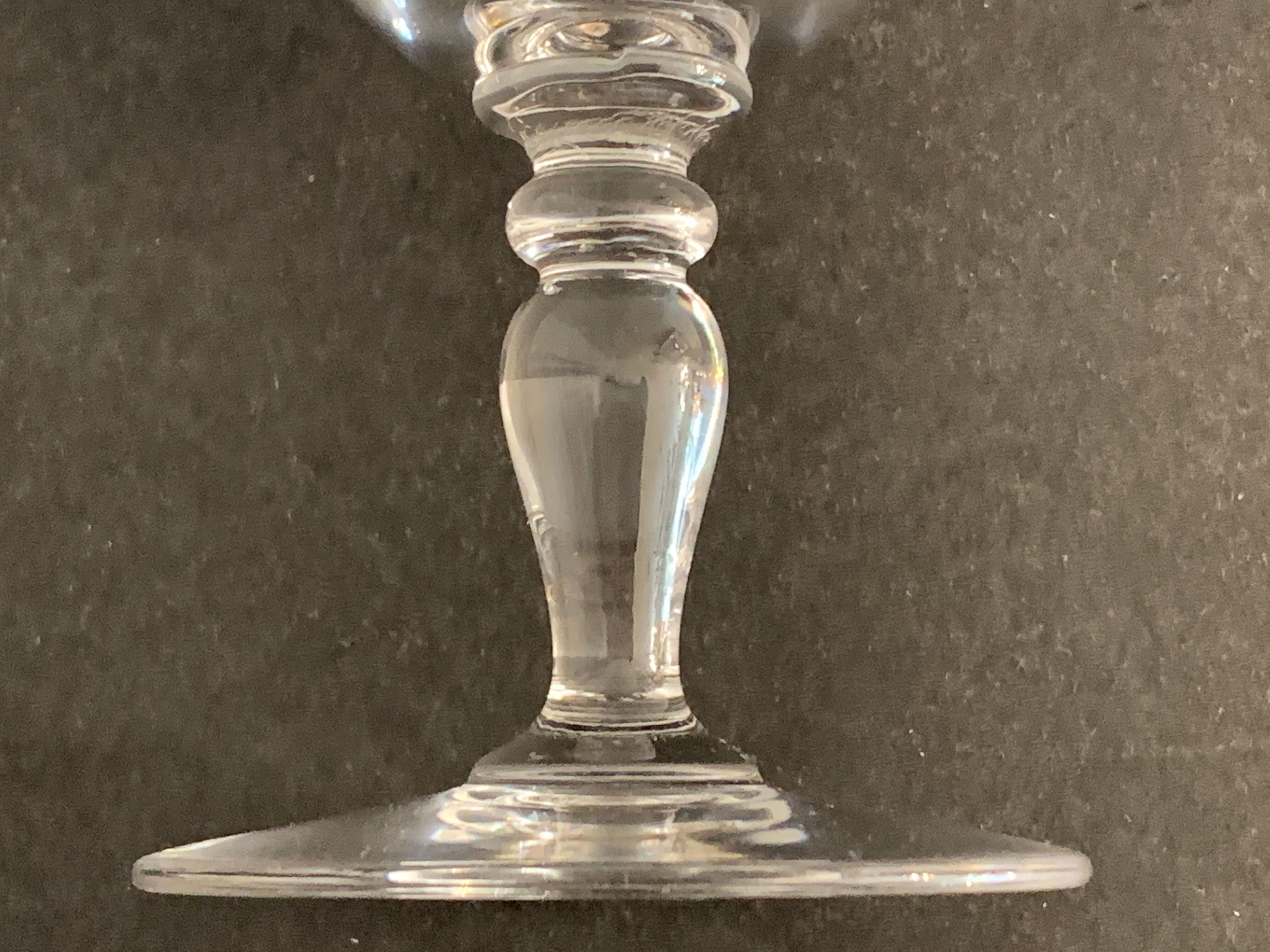6 antique engraved crystal wine glasses