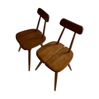 Lot de deux chaises en bois Tapiovaara 1970s