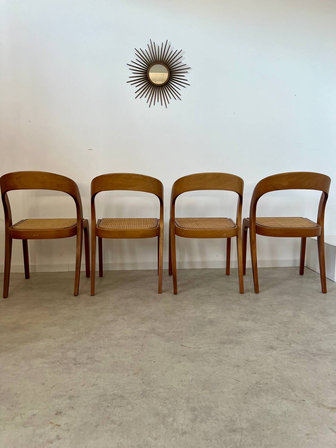 Set of 4 bentwood chairs Baumann design gondola cannage model 60s vintage