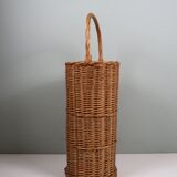 Vintage wicker umbrella stand, handcrafted, 1960s.
