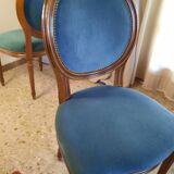 Pair of blue velvet medallion chairs