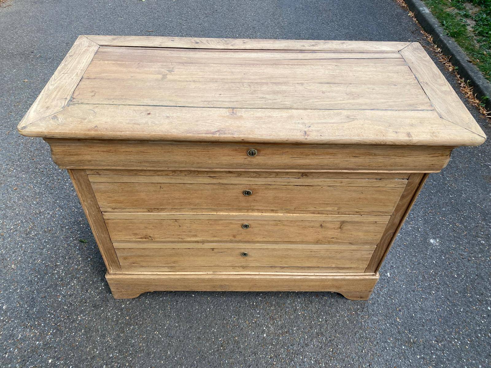 19th century Louis Philippe solid oak chest of drawers, renovated