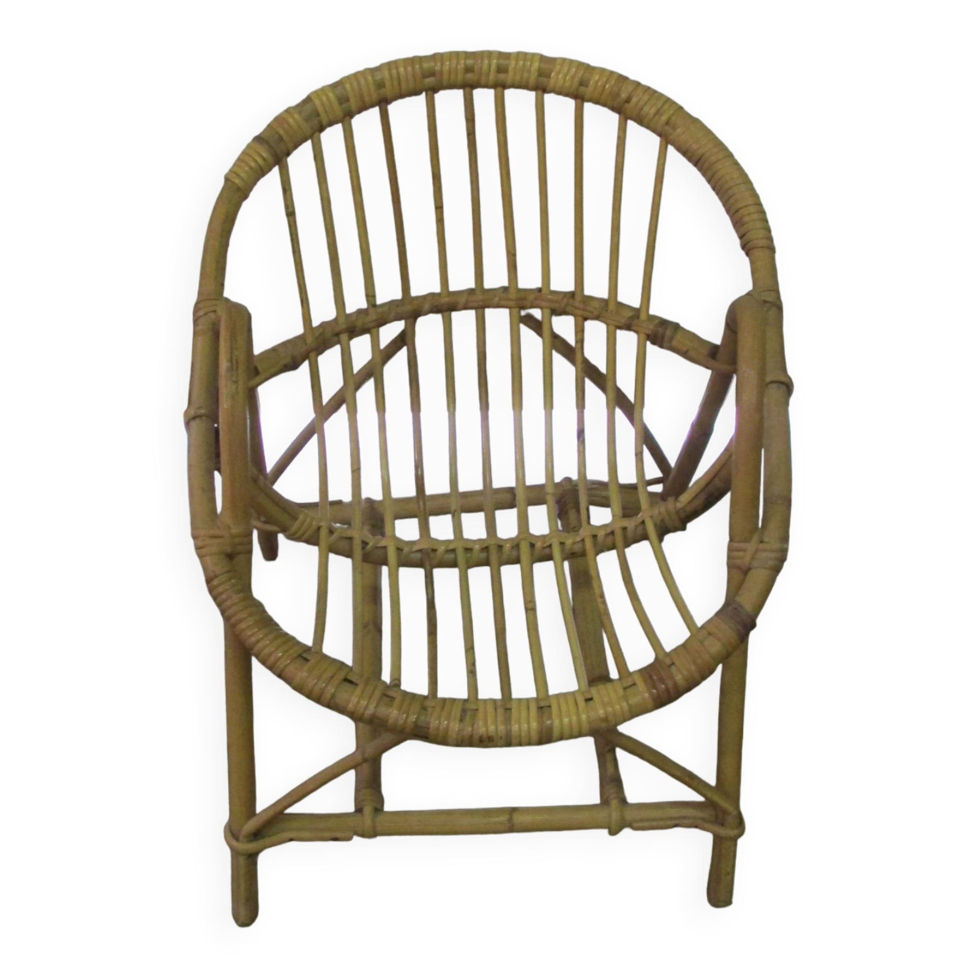 Children's rattan/bamboo shell armchair