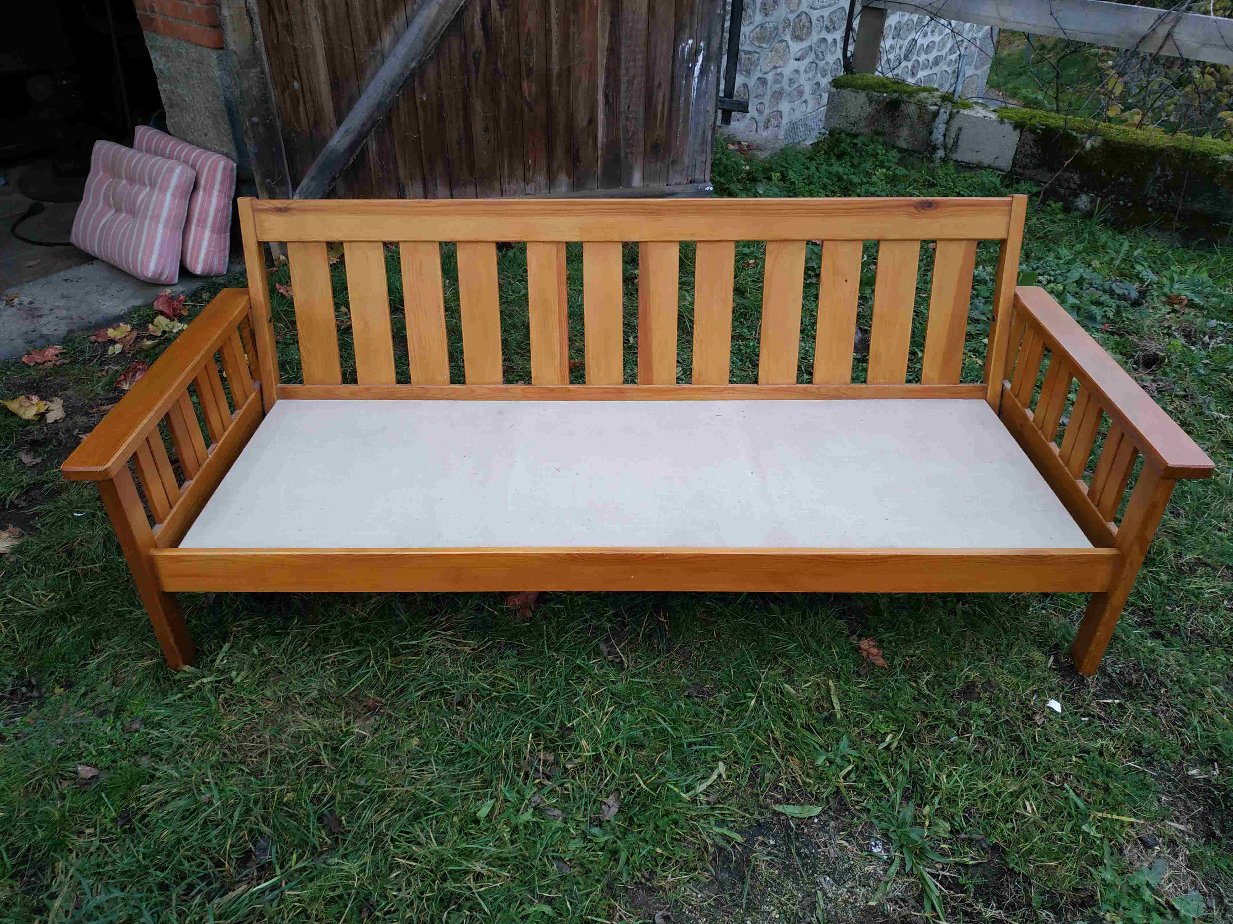 Pine sofa 3 places seventies