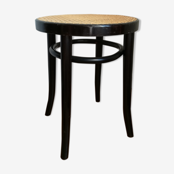 Tabouret bistrot noir assise cannage