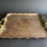 Hammered copper tray and bronze handles