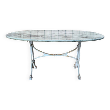 Table de bistrot – Style Art Nouveau – Fonte et marbre veiné – Époque 1900