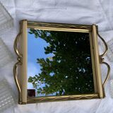 Aperitif set consisting of a wooden tray and mirror, art deco