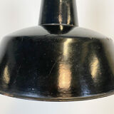 Black enamel industrial factory pendant lamp, 1930s