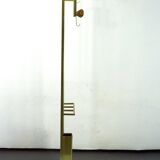 Portemanteau en laiton et bois du milieu du siècle. Italie années 1970