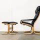 Siesta lounge chair set in Norwegian leather with ottoman by Ingmar Relling for Ekornes