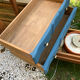 Restored antique drop-leaf secretary – natural wood & midnight blue
