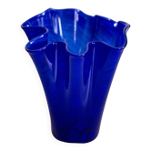 Vase artistique vintage bleu marine foncé milieu du 20e siècle