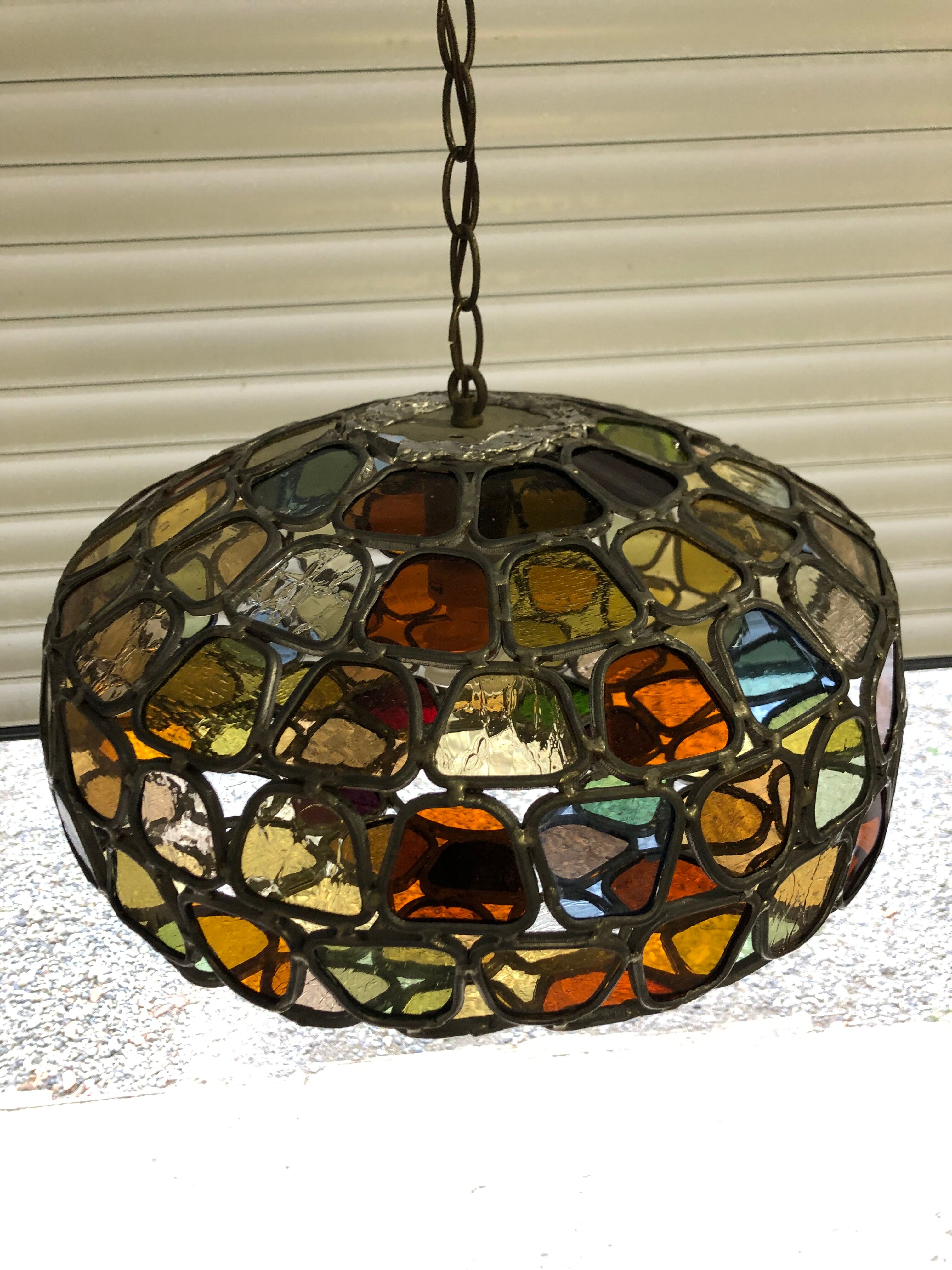 Lustre vitrail ancien