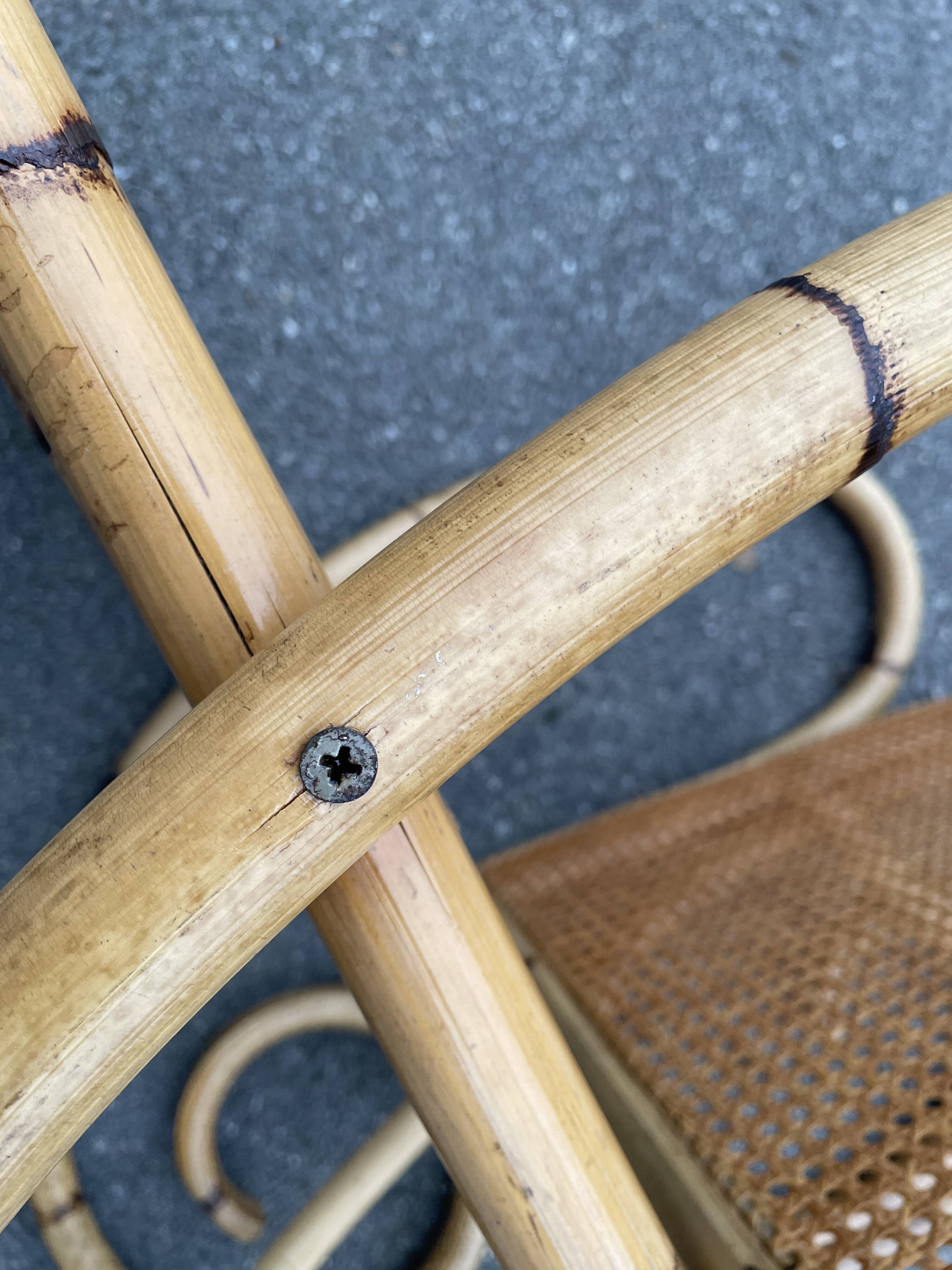 Rattan and cane rocking chair