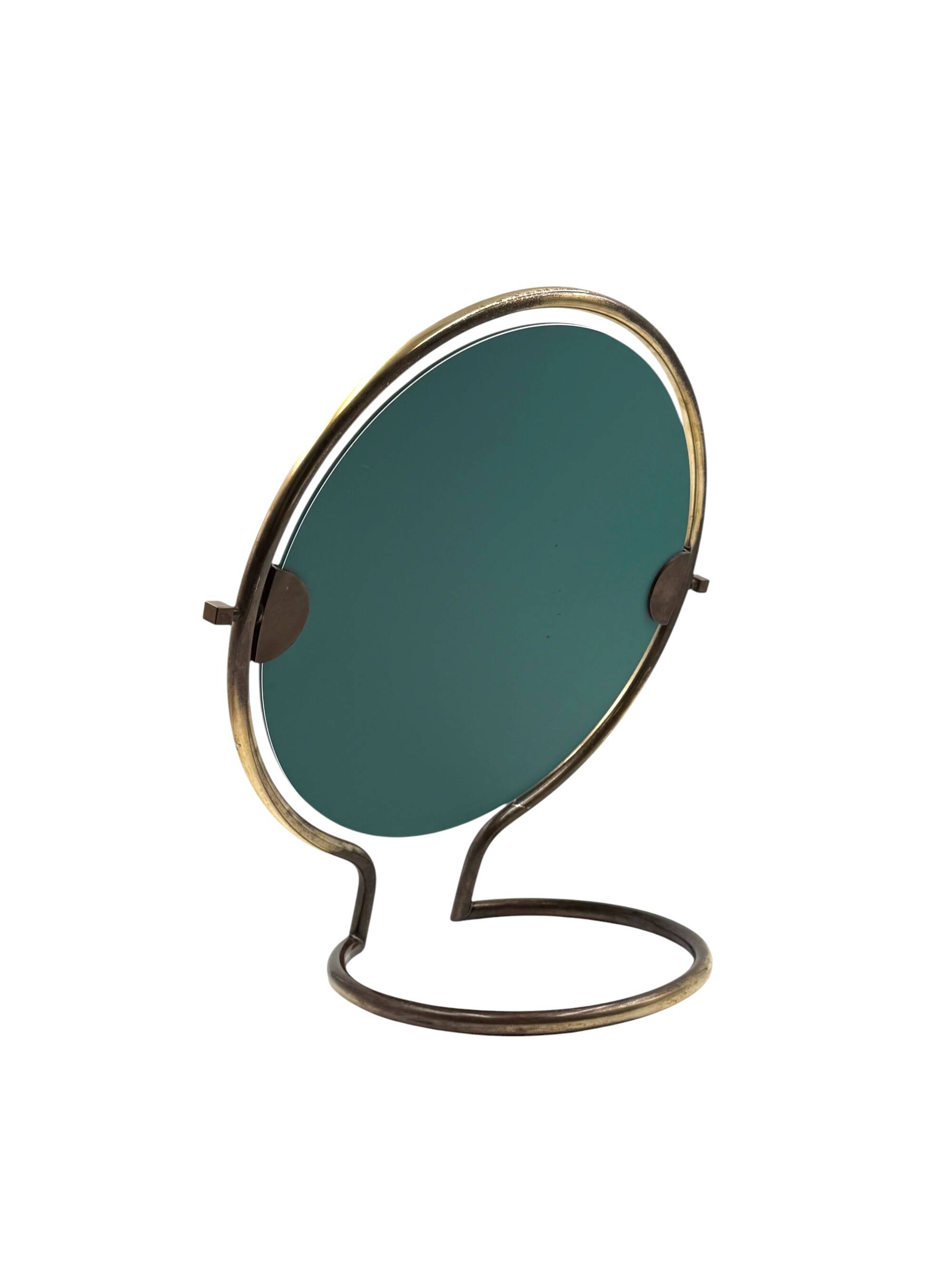 Mid-century brass table mirror / vanity, Italy 1960s
