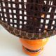 Orange ceramic lamp and brown canned lampshade by Pan Keramik / 60s-70s