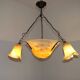 Vintage 4-light chandelier in black metal and glass, France