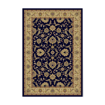 Classic Navy Blue and Gold Rug with a Refined Floral Design