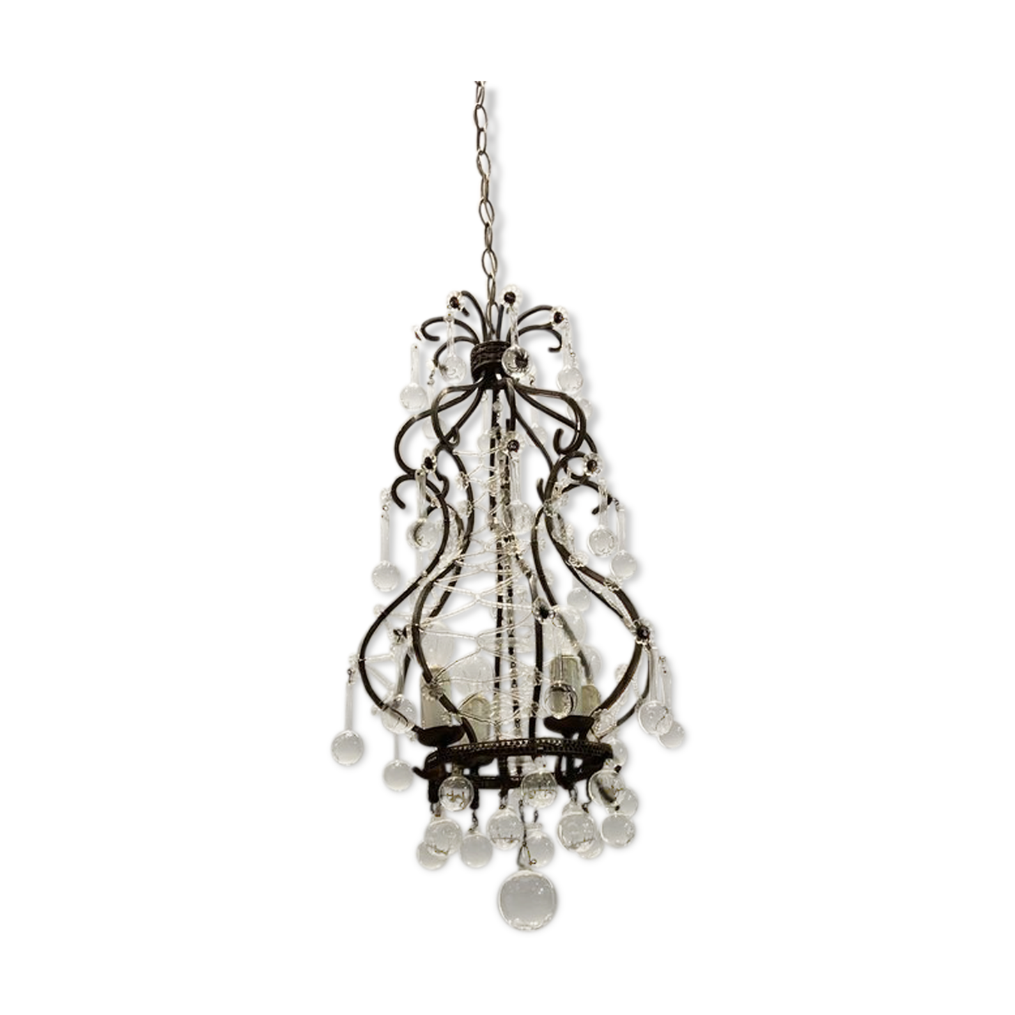 Vintage italian light pendant with murano glass drops