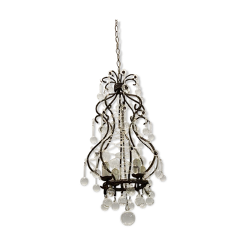 Vintage italian light pendant with murano glass drops