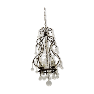 Vintage italian light pendant with murano glass drops
