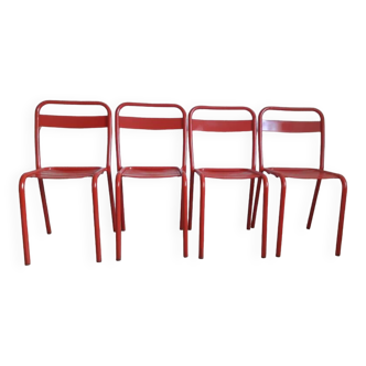 Lot de 4 chaises tolix t1 par xavier pauchard, vintage 1960.