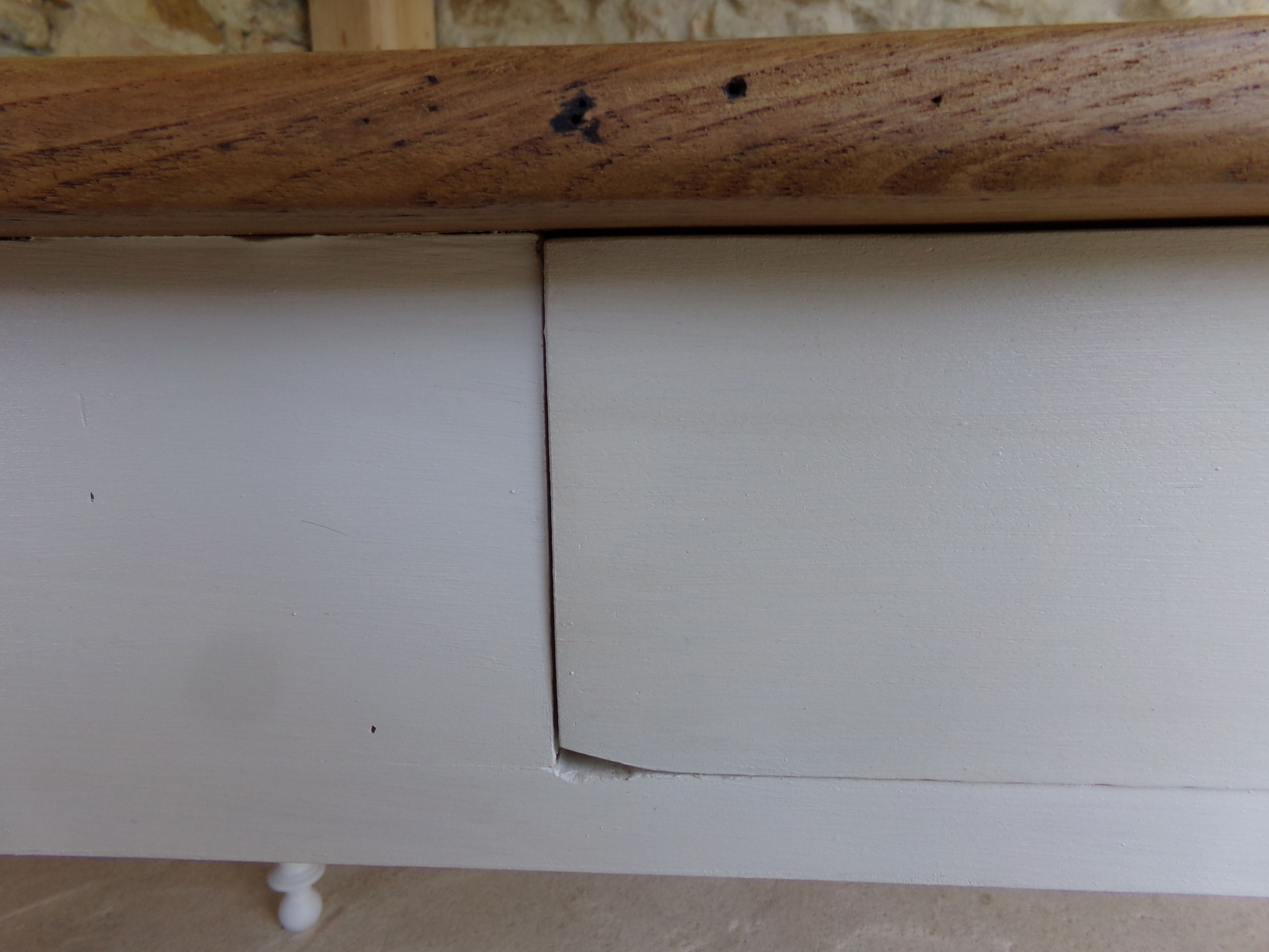 Old farm table turned feet