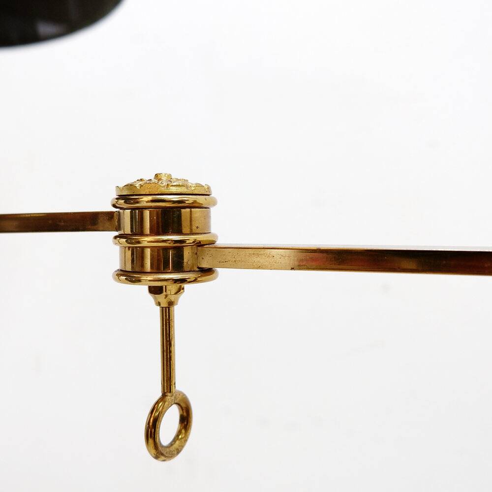 Library or reading floor lamp in brass and wood, mid-20th century.
