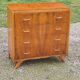 Vintage chest of drawers in walnut compass legs 4 drawers from the 1950s