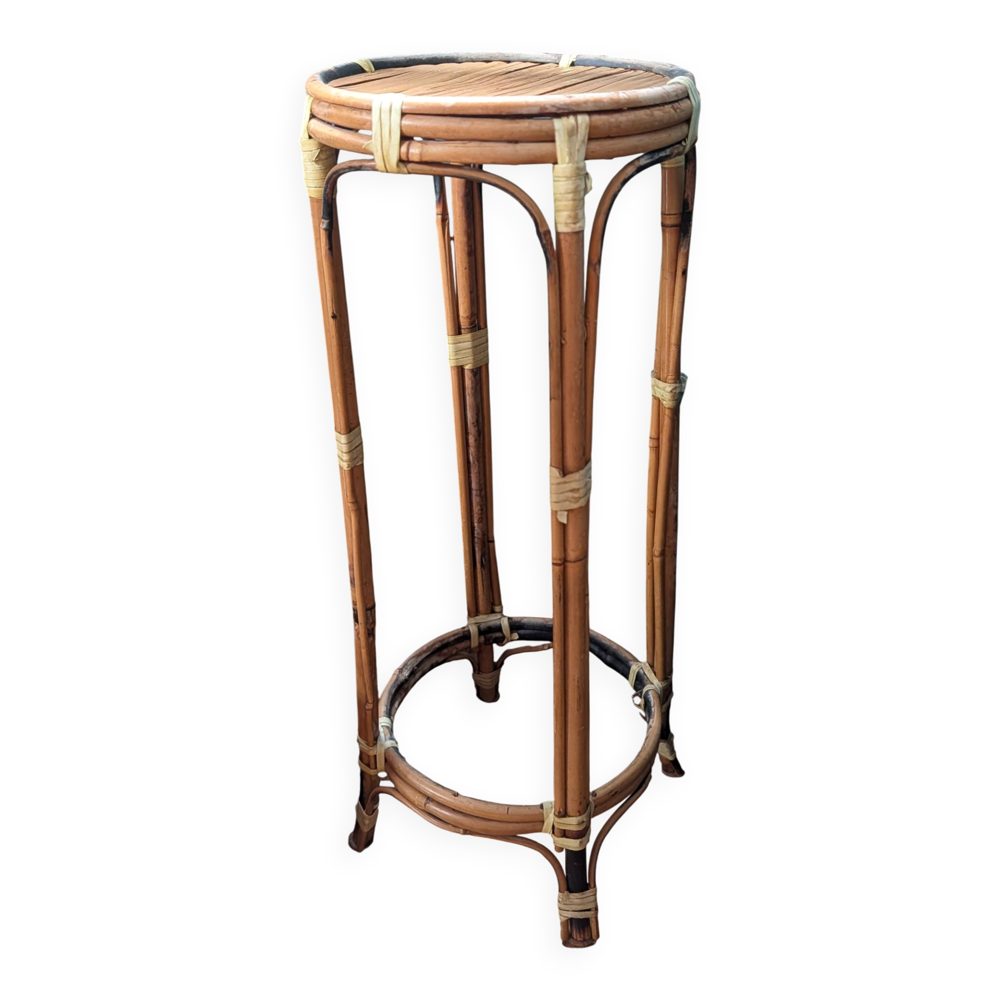 Selette plant stand in rattan and bamboo — 1960s/1970s
