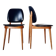 Pair of vintage 1960 chairs – Tapered legs & Black faux leather