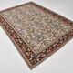 Kilim persan tons crème et bordeaux, motifs floraux élégants vintage