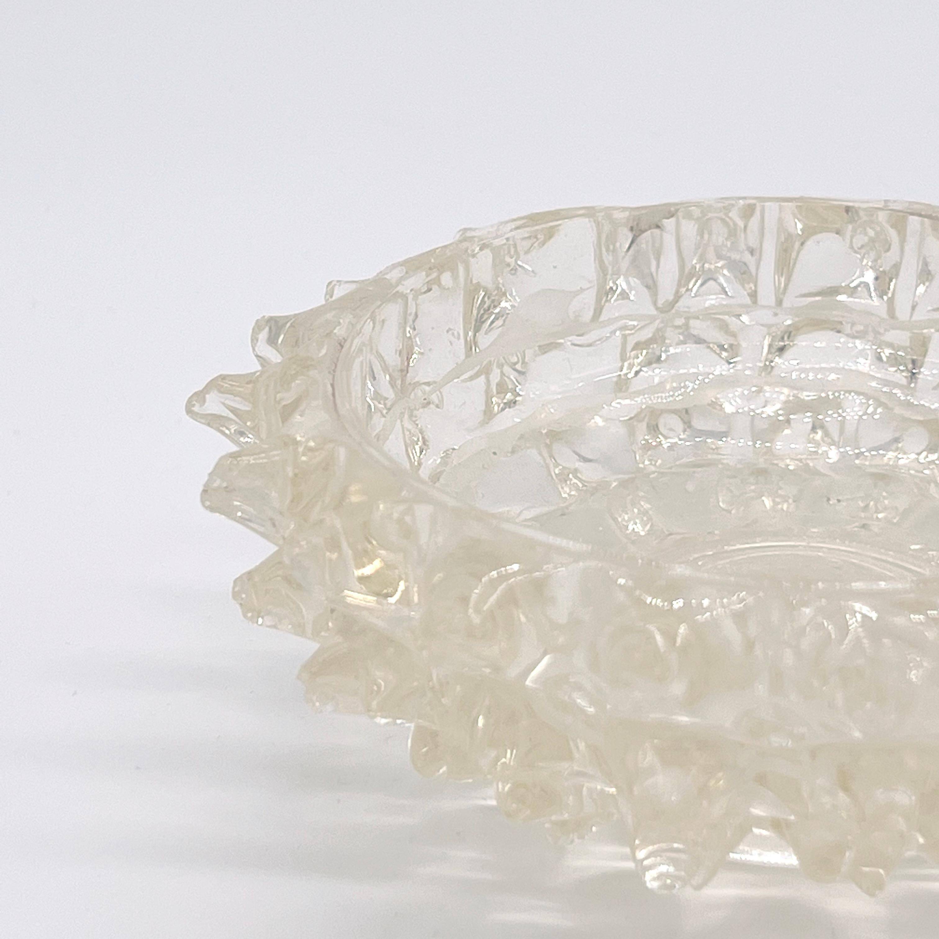 Vintage Italian Seguso "Rostrato" Small Decorative Bowl in Clear Murano Glass