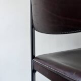 Set of 2 Italian chairs in brown Havana leather, design MATTEO GRASSI