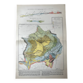 Old geological map of the Paris Basin 55x37.5cm