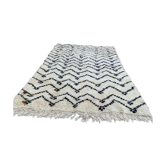 Berber carpet Beni Ouarain ecru and black, 325 x 202 cm