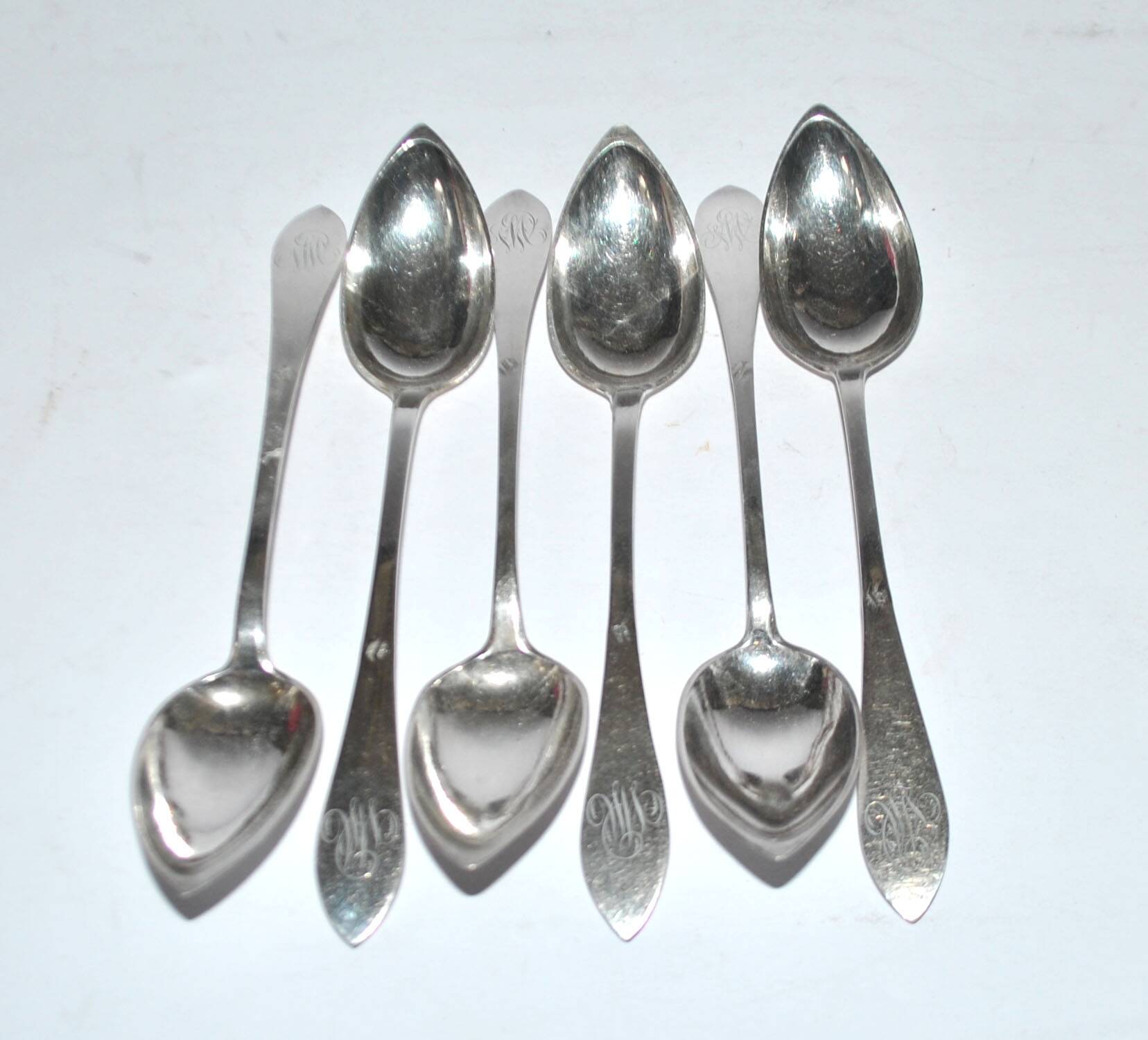 Set of 6 antique spoons in solid silver Minerva 19th century. Goldsmith KABEL 90gr