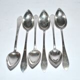 Set of 6 antique spoons in solid silver Minerva 19th century. Goldsmith KABEL 90gr
