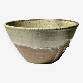 Large green and brown Indonesian ceramic bowl D18.5 H10