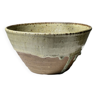 Large green and brown Indonesian ceramic bowl D18.5 H10