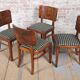 Vintage Art Deco Chairs in Beech and Walnut Veneer, Czech, 1920s, Set of 4