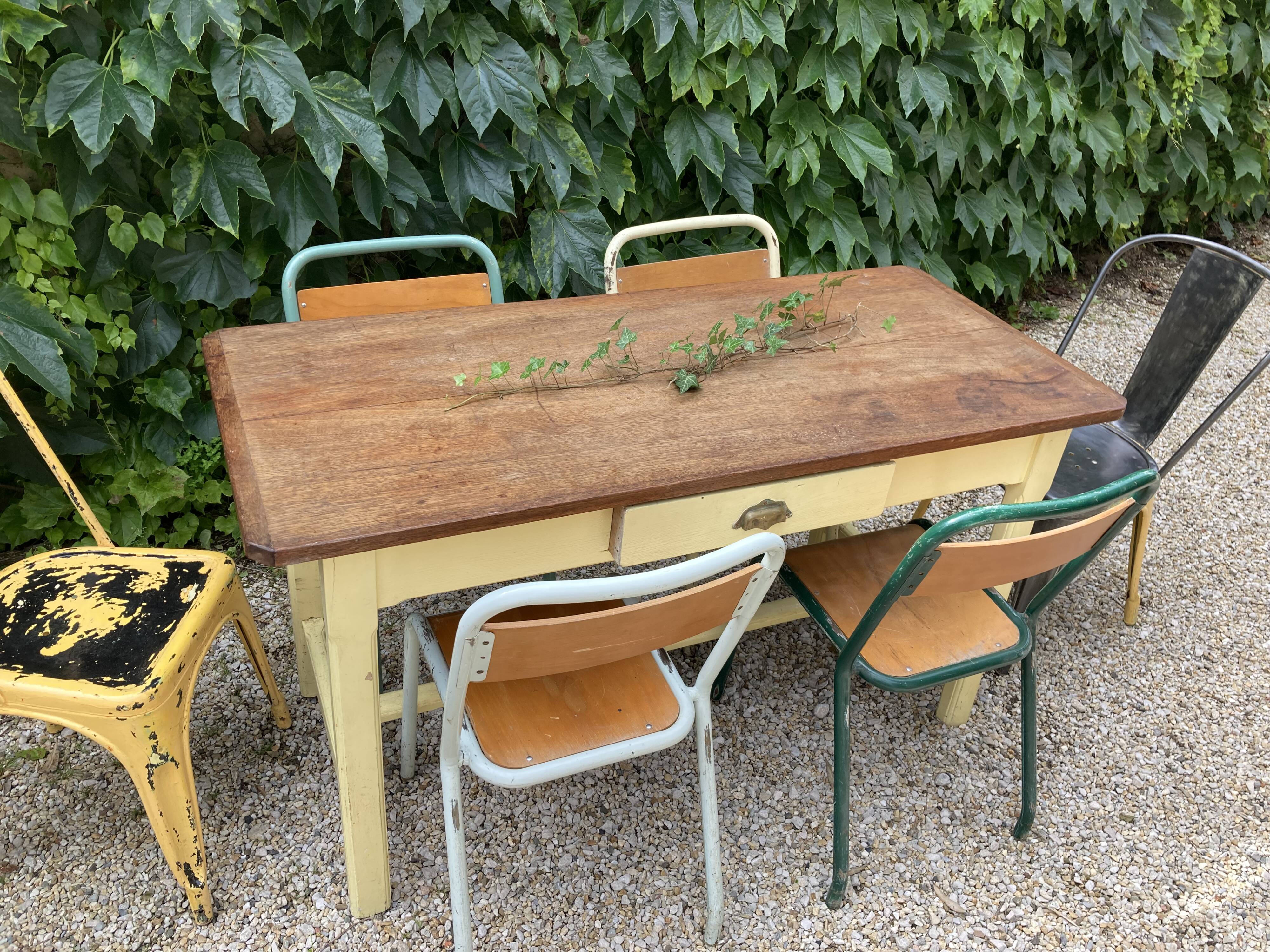 Farm table with drawer
