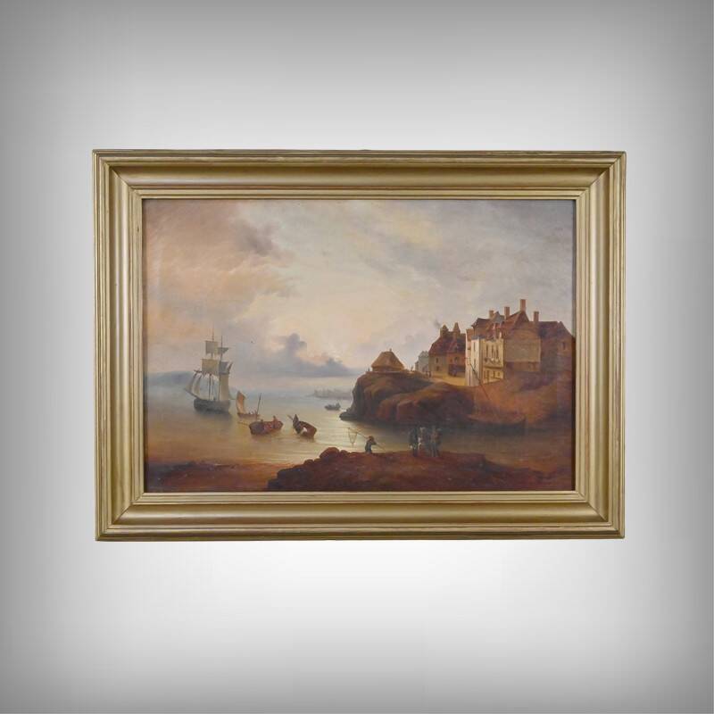 Tableau « Lumière sur le port », école française du XIXe